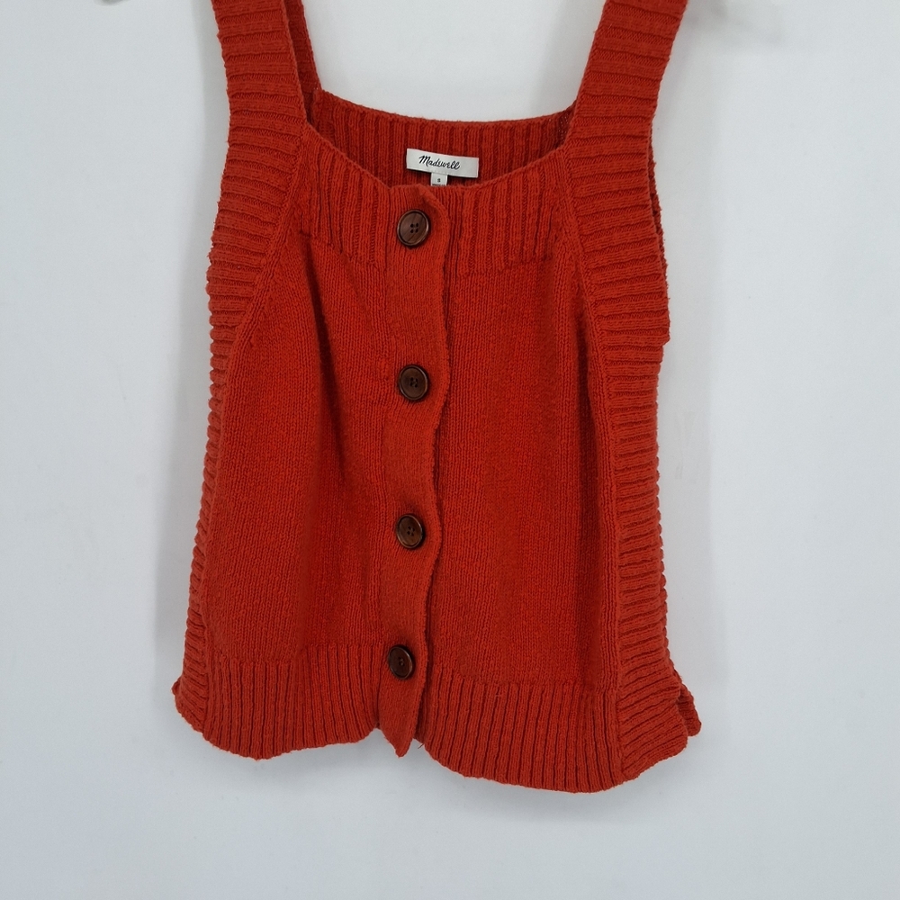Madewell Orange Knit Button-Up Tank - Picture 3 of 4
